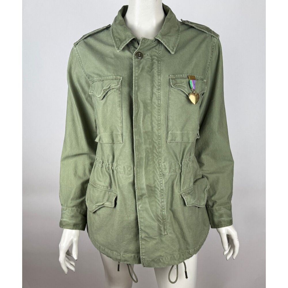 Ralph Lauren Polo Cotton Twill Field Jacket Women M Euc Full Zip Utility Coat